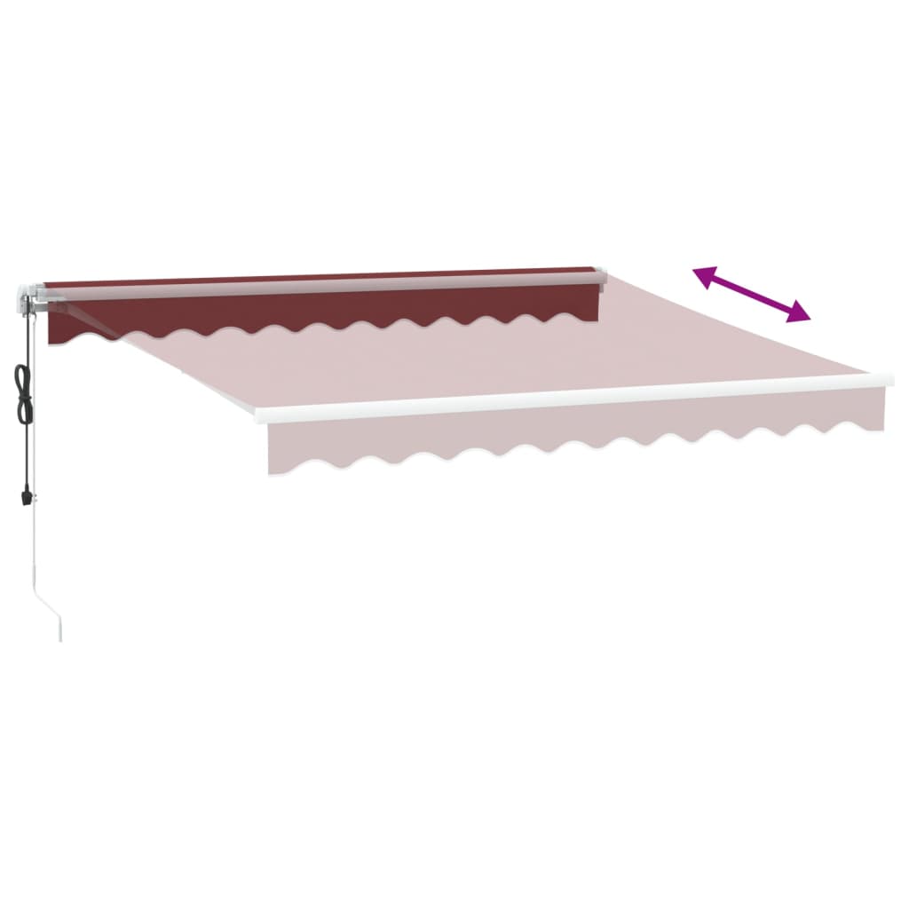 Automatisk uttrekkbar markise med LED burgunder 300x250 cm