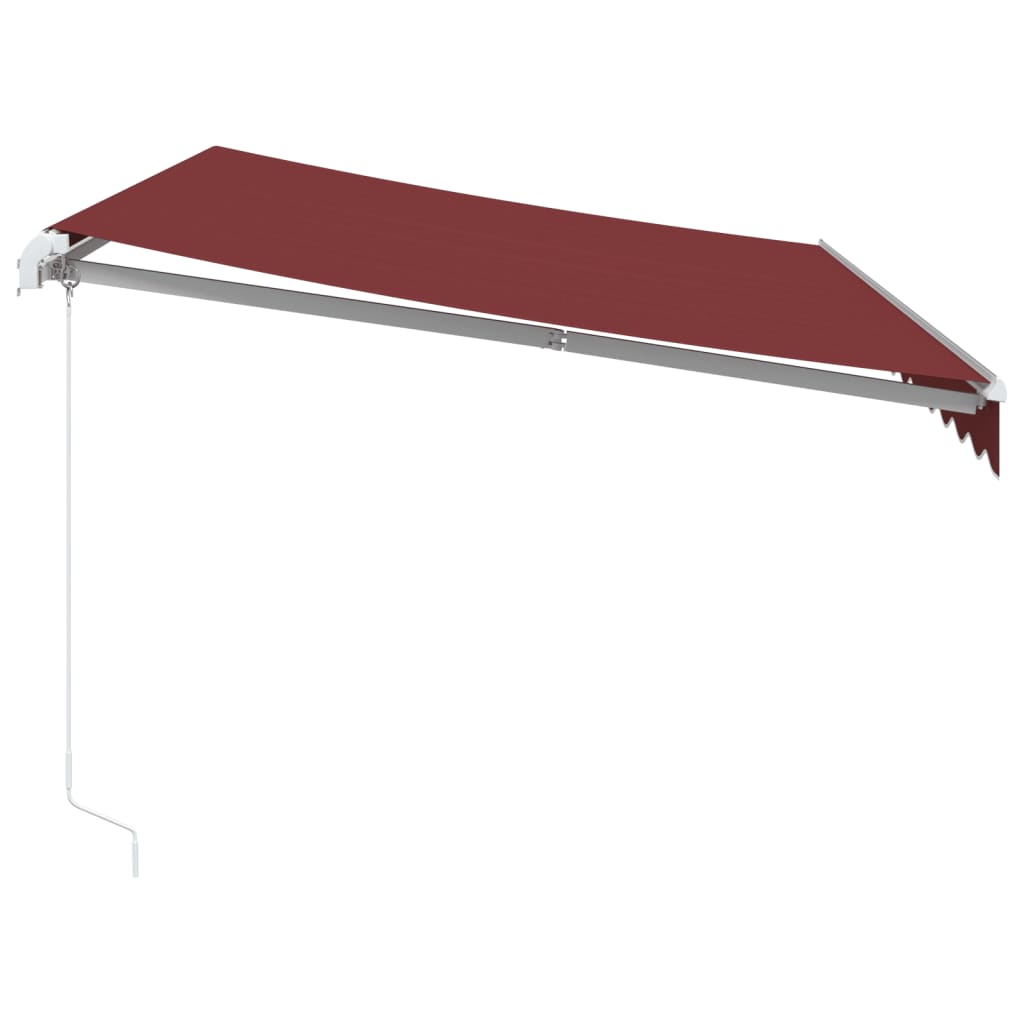 Manuell uttrekkbar markise med LED burgunder 350x250 cm vidaXL