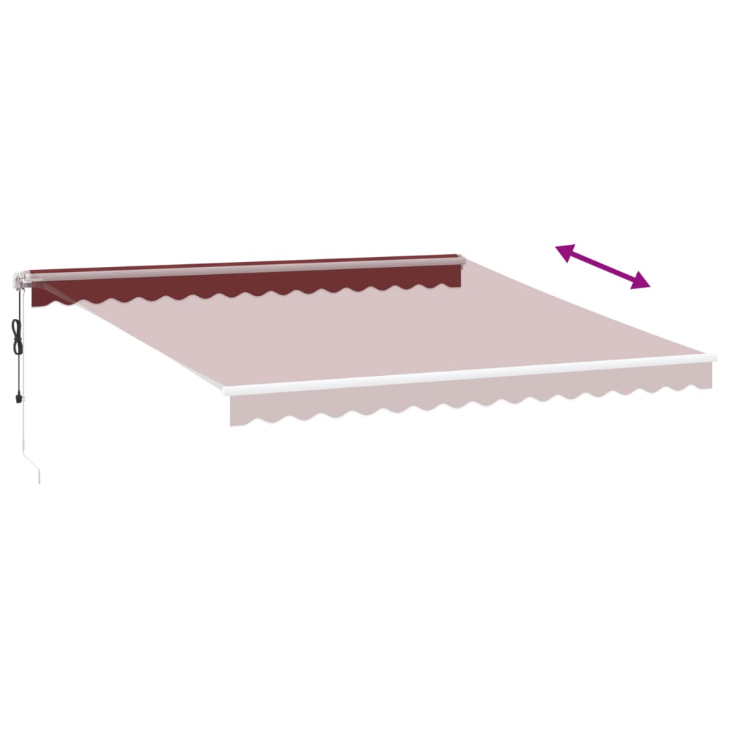 Automatisk uttrekkbar markise med LED burgunder 400x300 cm