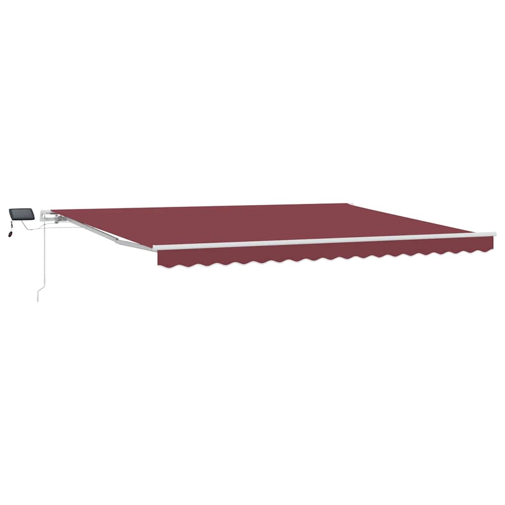 Manuell uttrekkbar markise med LED burgunder 450x300 cm