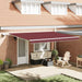 Manuell uttrekkbar markise med LED burgunder 450x300 cm