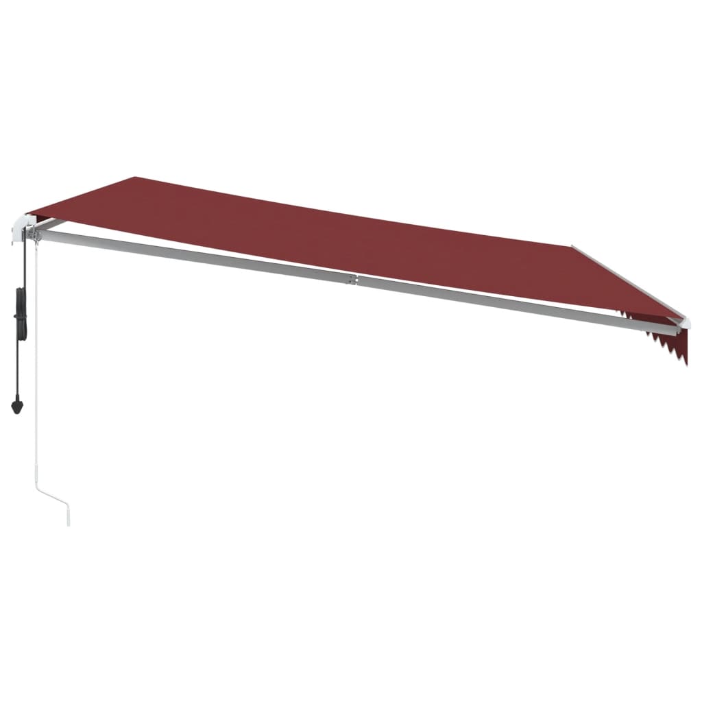 Automatisk uttrekkbar markise med LED burgunder 450x300 cm