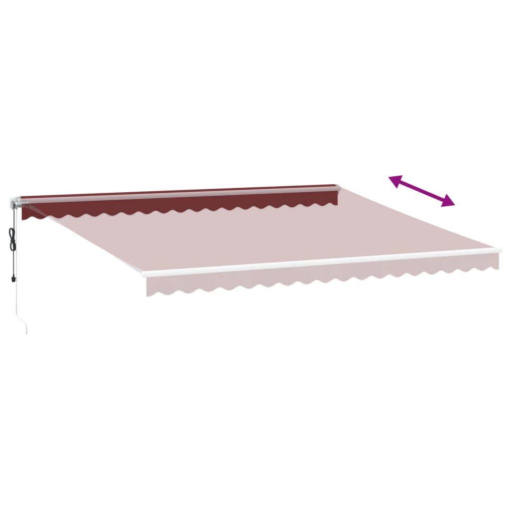 Automatisk uttrekkbar markise med LED burgunder 450x300 cm