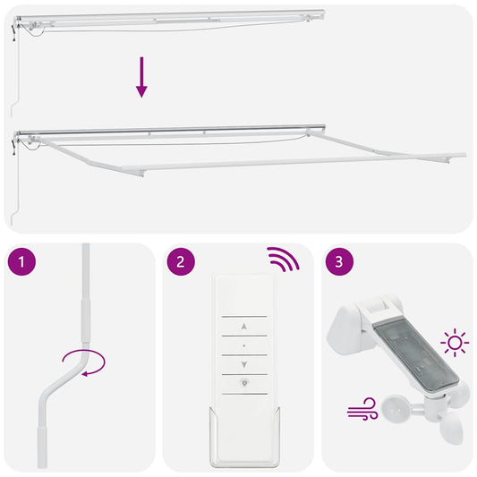 Automatisk uttrekkbar markise med LED burgunder 450x300 cm