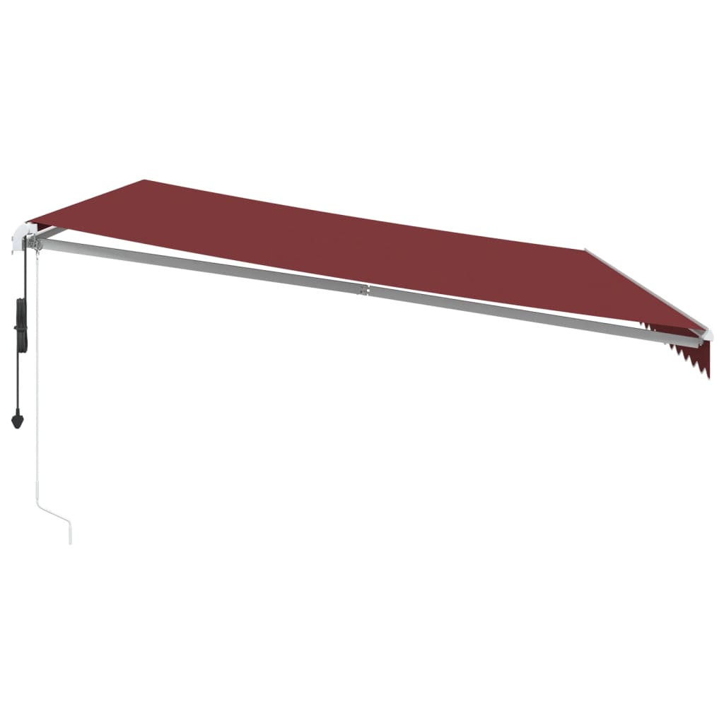 Automatisk uttrekkbar markise med LED burgunder 500x300 cm