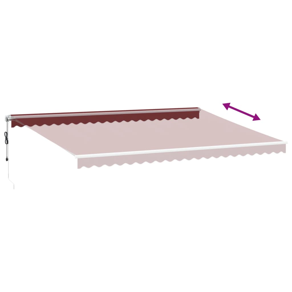 Automatisk uttrekkbar markise med LED burgunder 500x300 cm