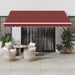 Manuell uttrekkbar markise med LED burgunder 400x350 cm