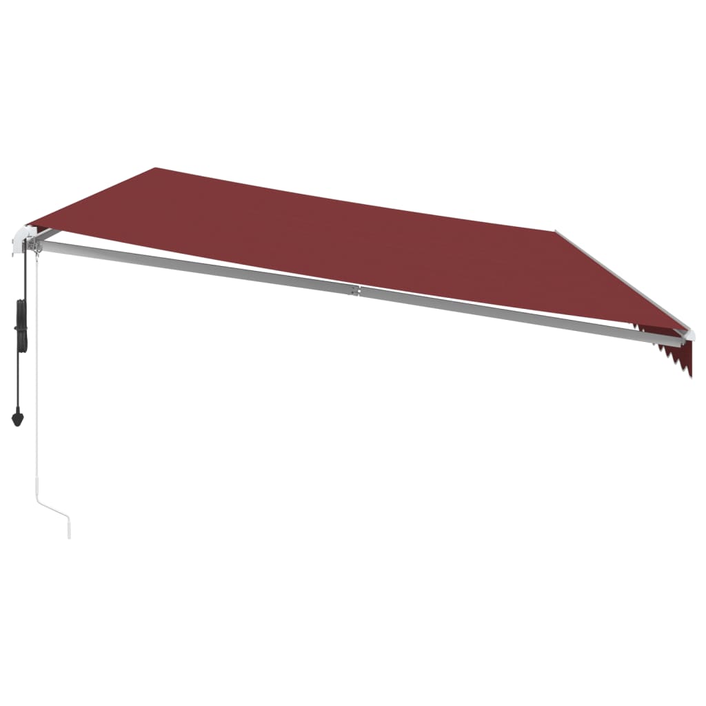 Automatisk uttrekkbar markise med LED burgunder 600x350 cm