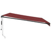 Automatisk uttrekkbar markise med LED burgunder 450x350 cm