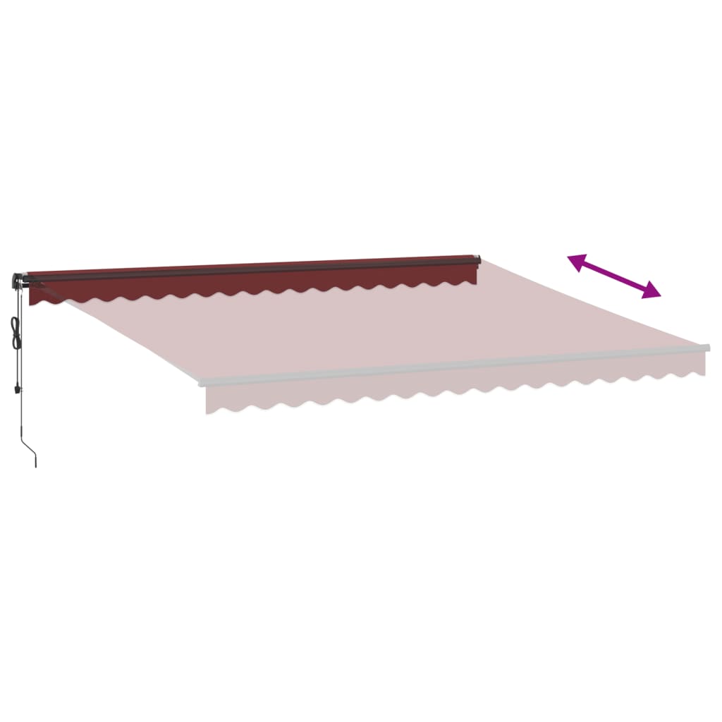 Automatisk uttrekkbar markise med LED burgunder 450x350 cm