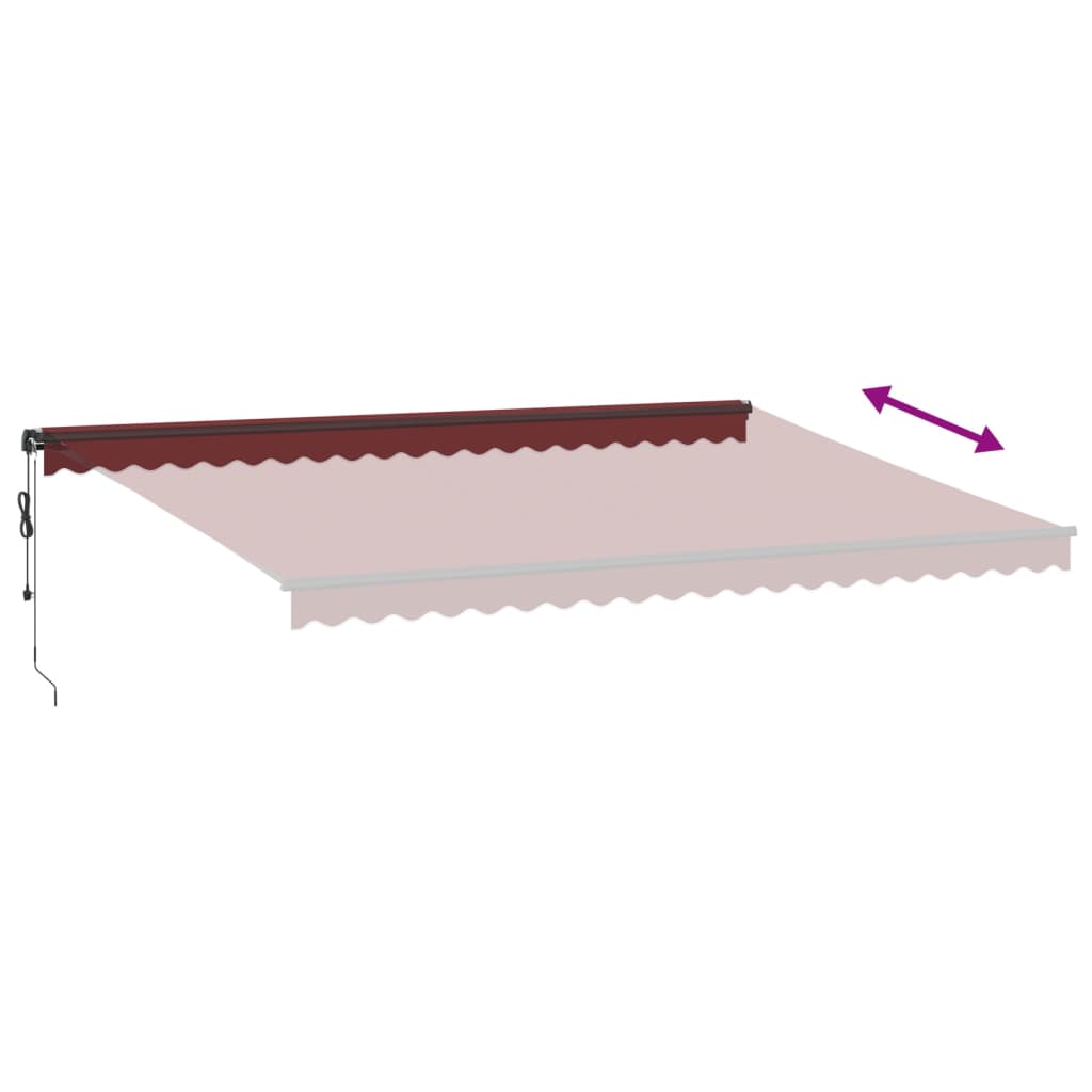 Automatisk uttrekkbar markise med LED burgunder 500x350 cm