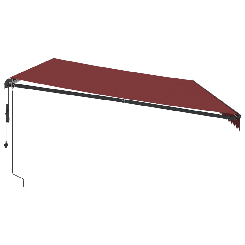 Automatisk uttrekkbar markise med LED burgunder 600x350 cm