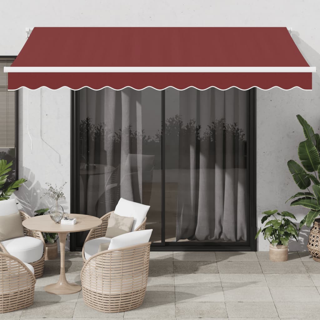 Manuell uttrekkbar markise burgunder 350x250 cm vidaXL