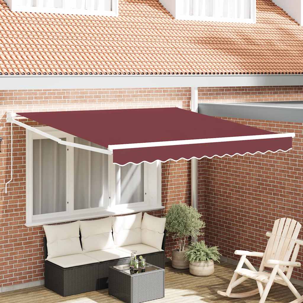 Manuell uttrekkbar markise burgunder 300x250 cm vidaXL