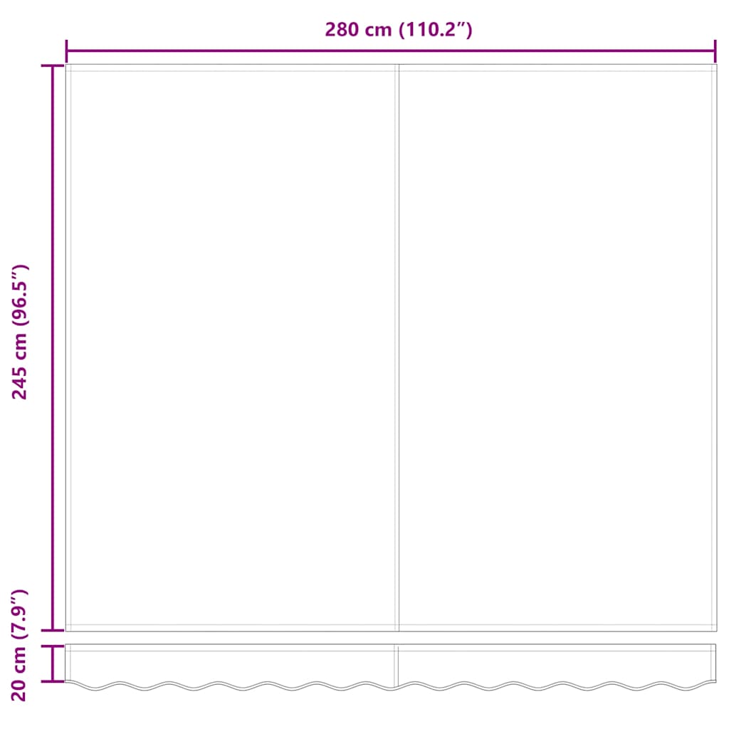 Manuell uttrekkbar markise burgunder 300x250 cm
