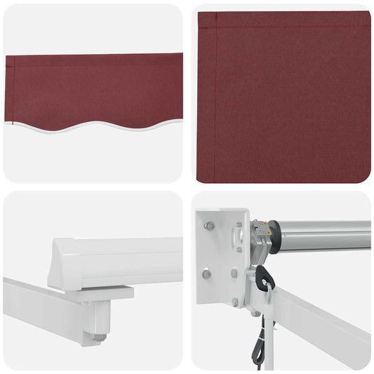 Automatisk uttrekkbar markise med LED burgunder 300x250 cm vidaXL