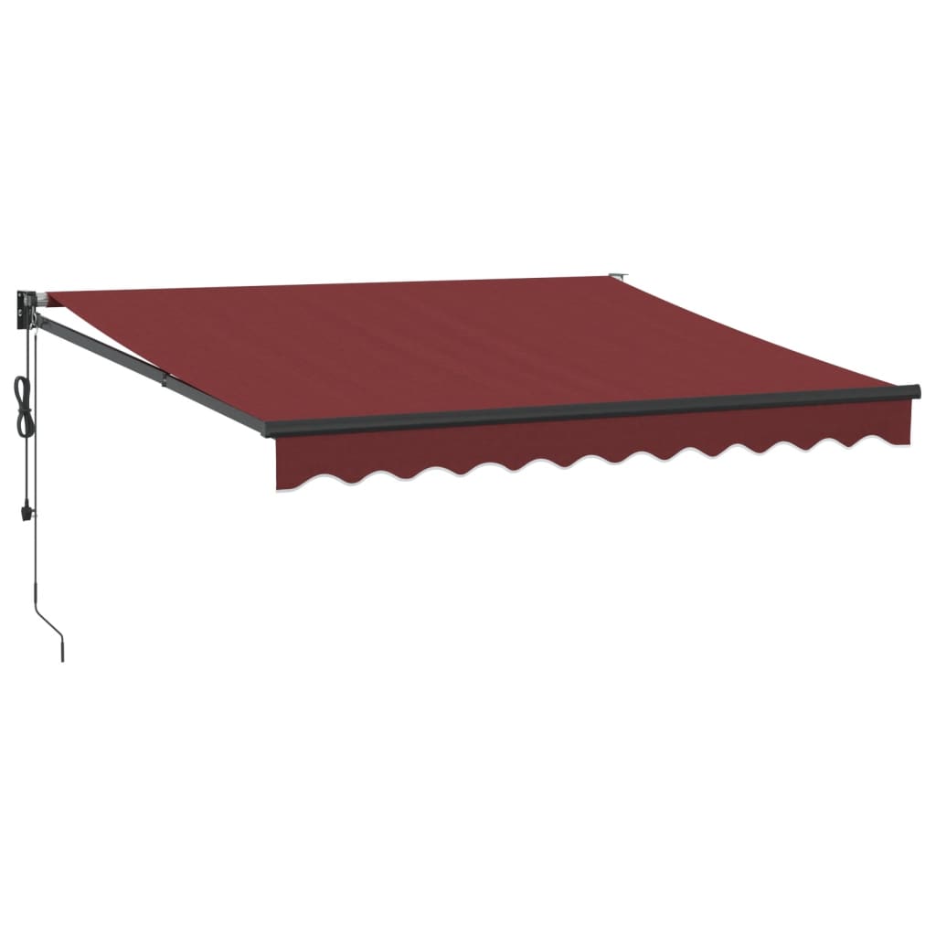 Automatisk uttrekkbar markise med LED burgunder 300x250 cm