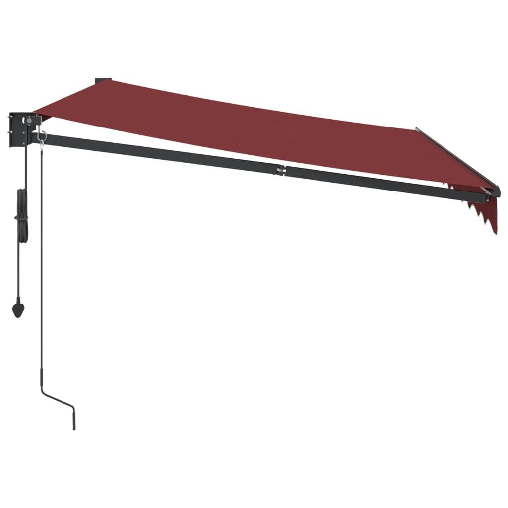 Automatisk uttrekkbar markise med LED burgunder 300x250 cm