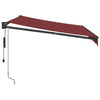 Automatisk uttrekkbar markise med LED burgunder 300x250 cm