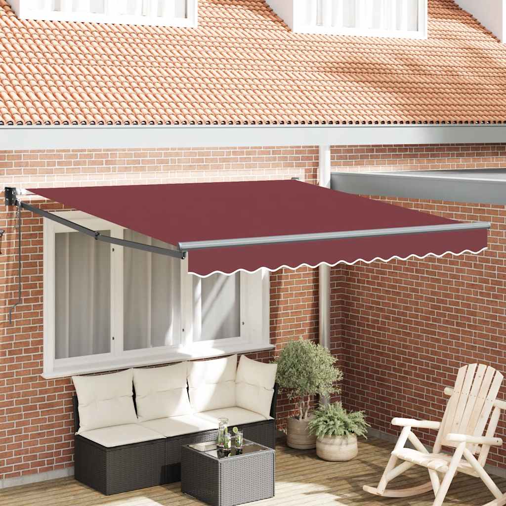 Automatisk uttrekkbar markise med LED burgunder 300x250 cm