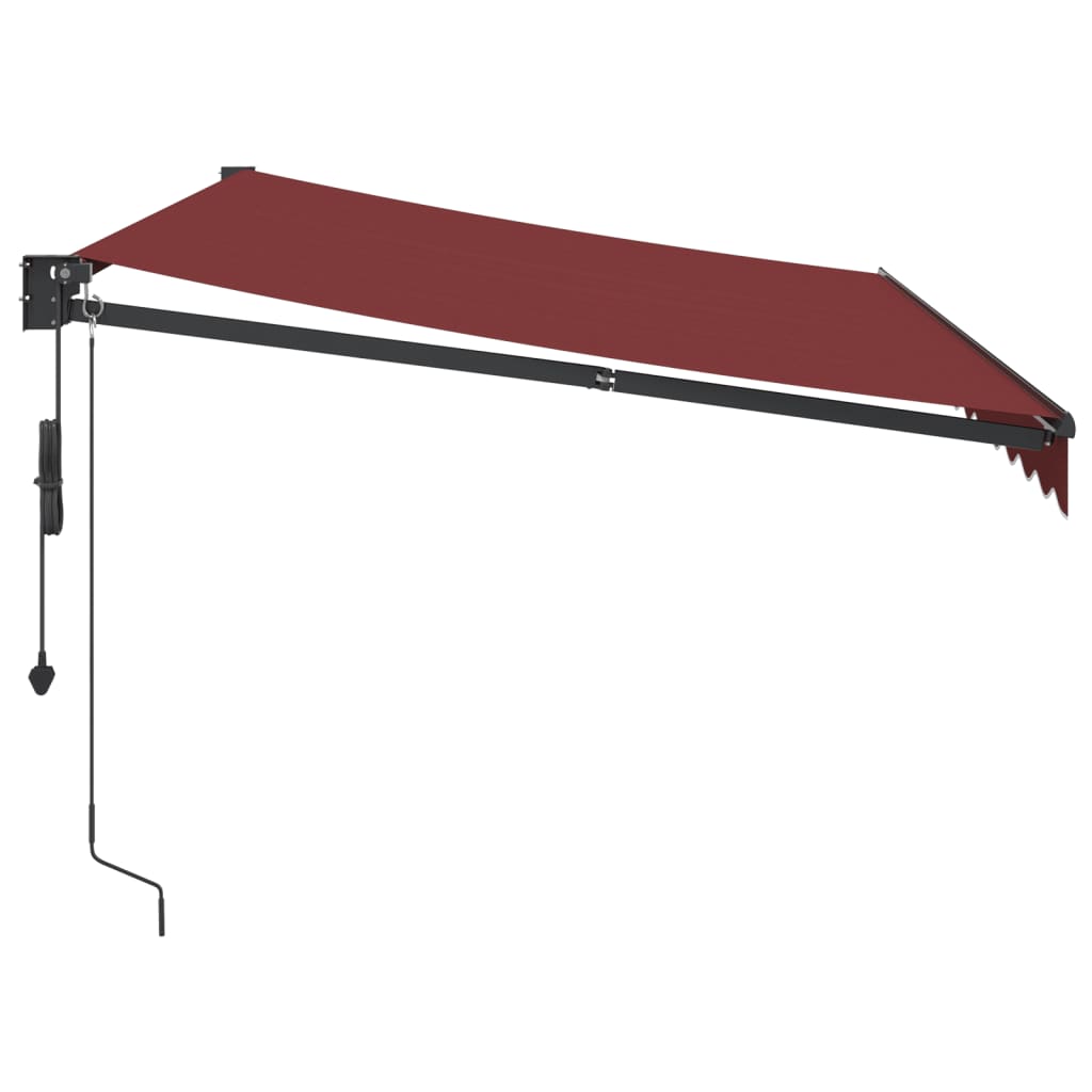 Automatisk uttrekkbar markise med LED burgunder 350x250 cm