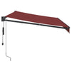Automatisk uttrekkbar markise med LED burgunder 350x250 cm