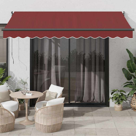 Automatisk uttrekkbar markise med LED burgunder 350x250 cm vidaXL