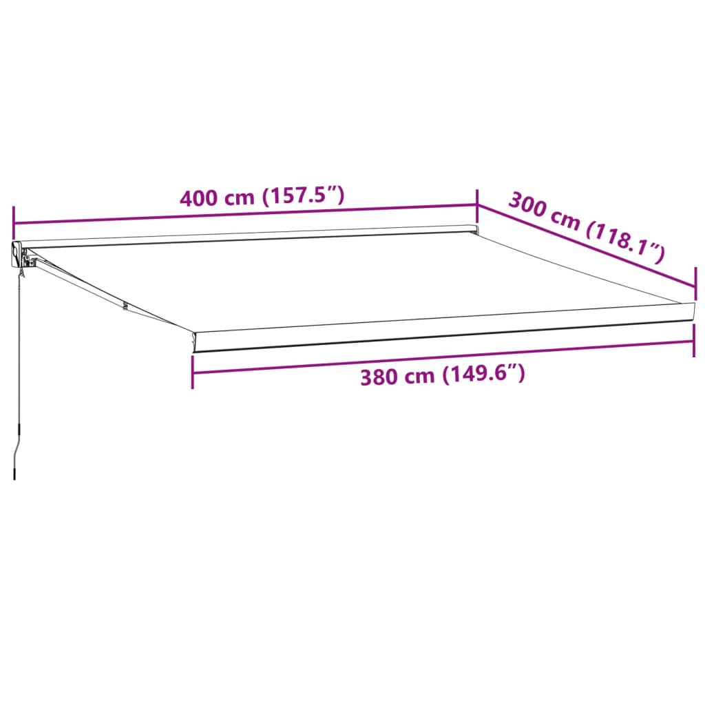 Manuell uttrekkbar markise burgunder 400x300 cm