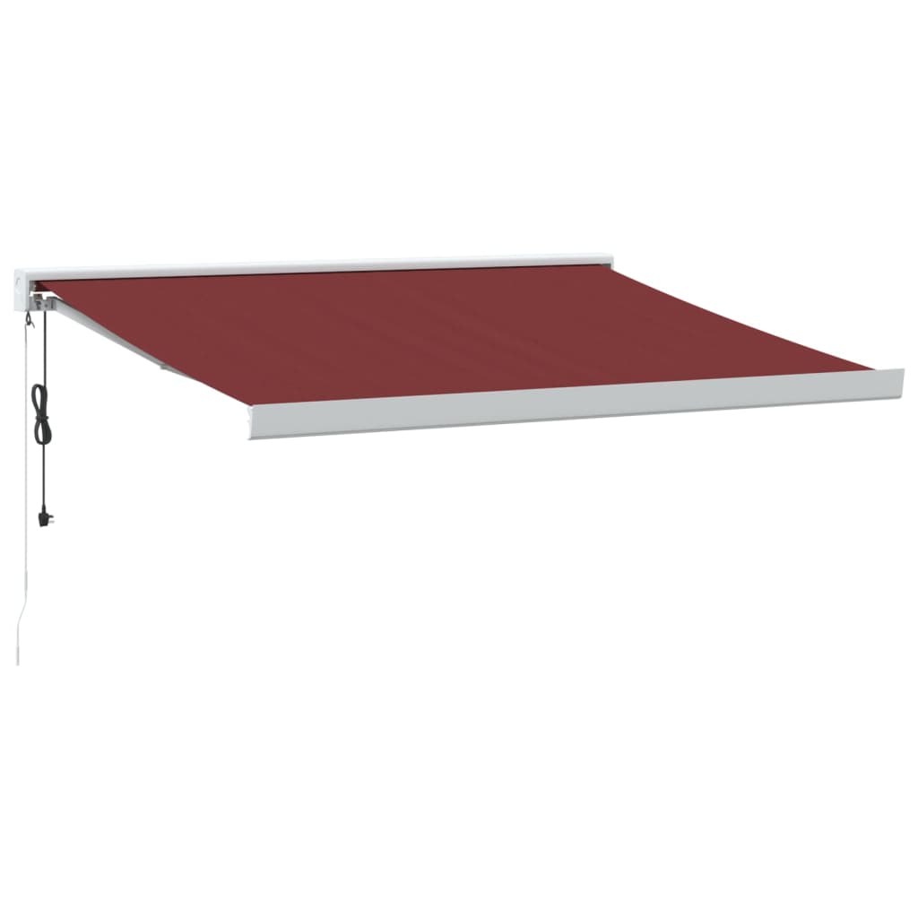 Automatisk uttrekkbar markise med LED burgunder 300x250 cm