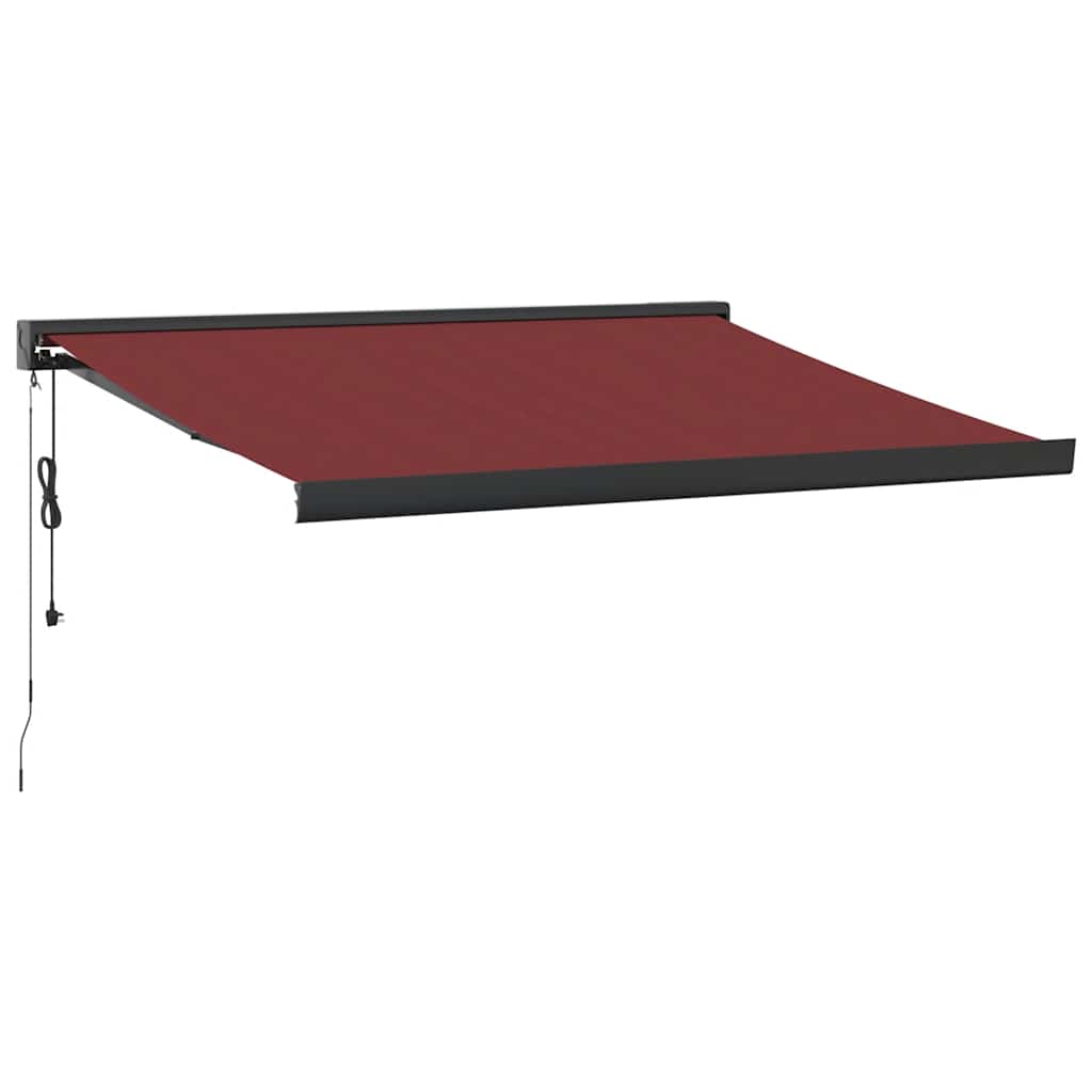 Automatisk uttrekkbar markise med LED burgunder 300x250 cm