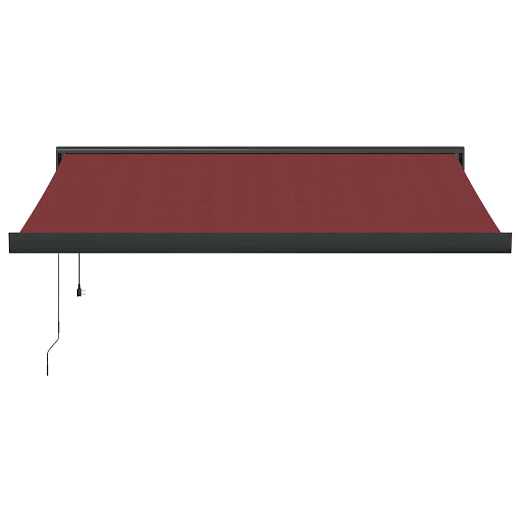 Automatisk uttrekkbar markise med LED burgunder 300x250 cm