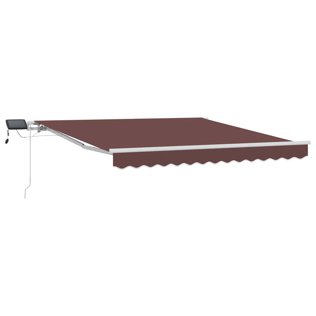 Manuell uttrekkbar markise med LED brun 300x250 cm
