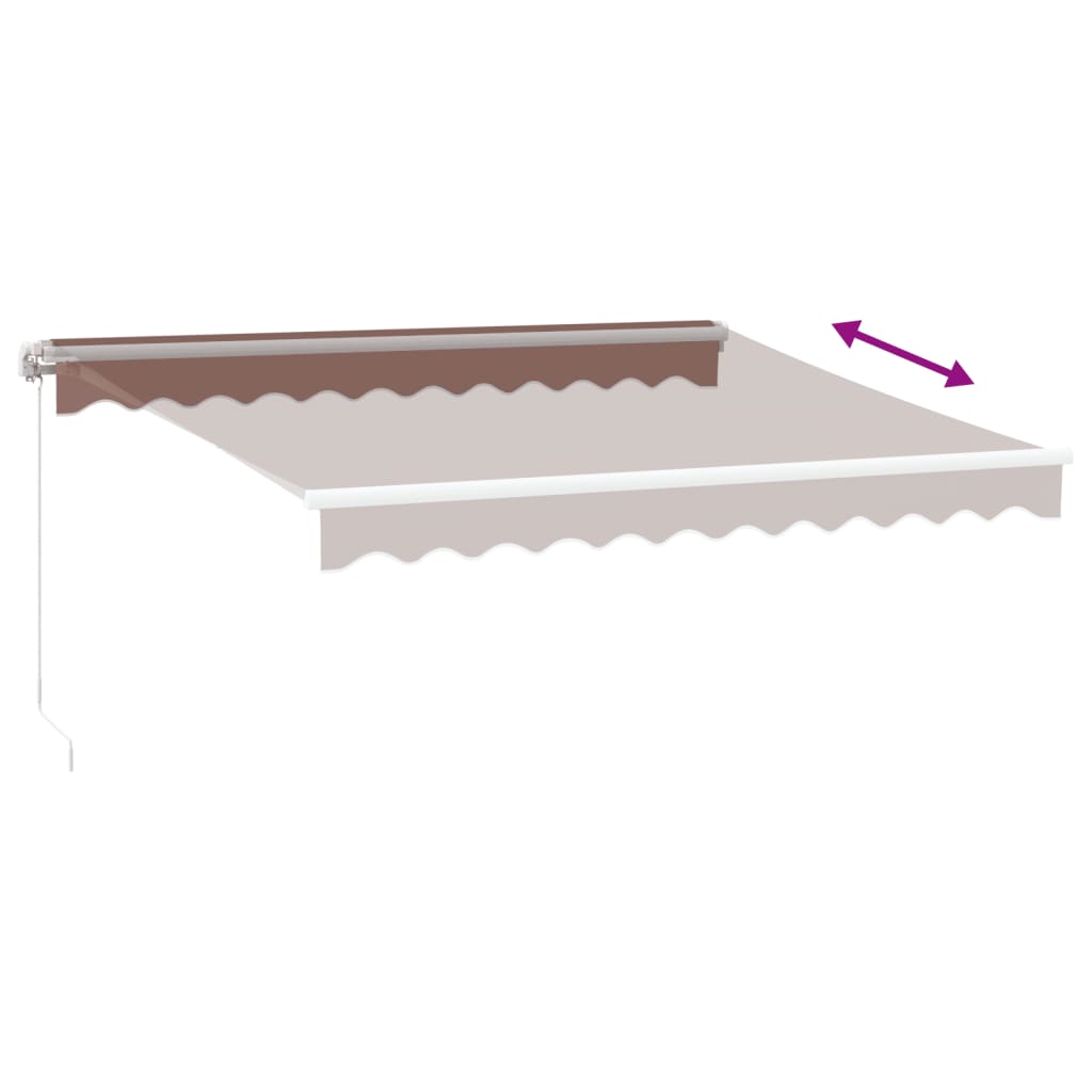 Manuell uttrekkbar markise med LED brun 300x250 cm