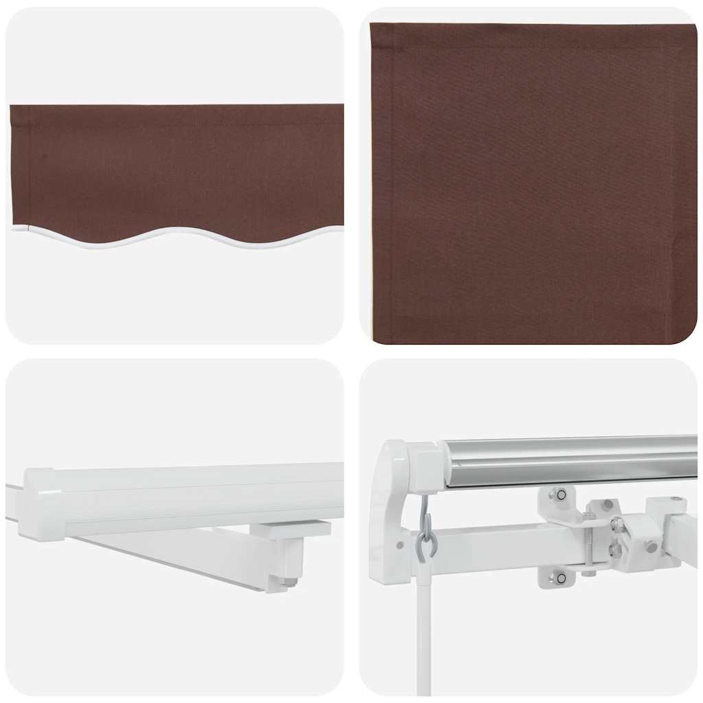 Manuell uttrekkbar markise med LED brun 300x250 cm