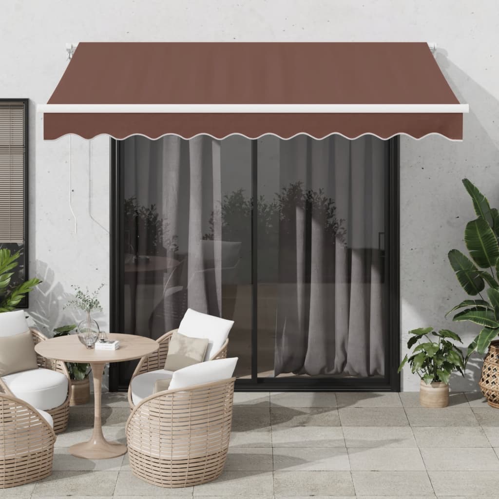 Manuell uttrekkbar markise med LED brun 300x250 cm