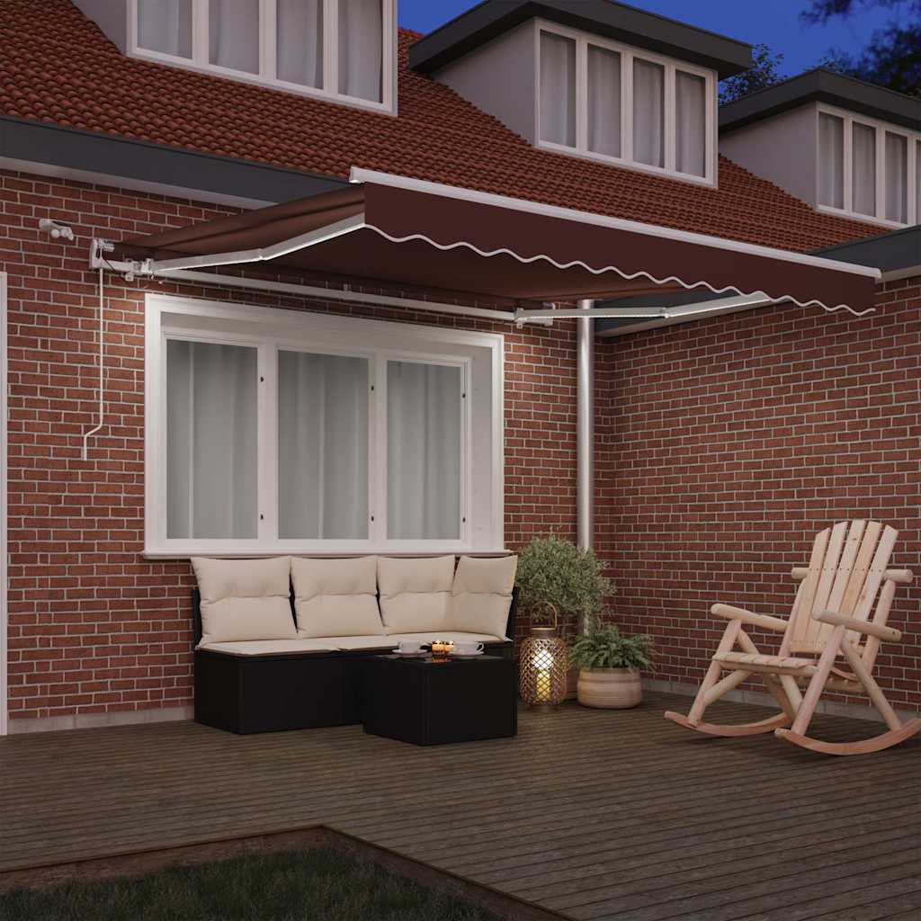 Automatisk uttrekkbar markise med LED brun 300x250 cm