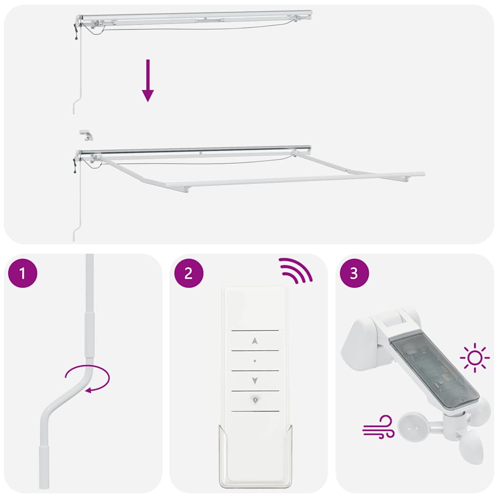 Automatisk uttrekkbar markise med LED brun 300x250 cm