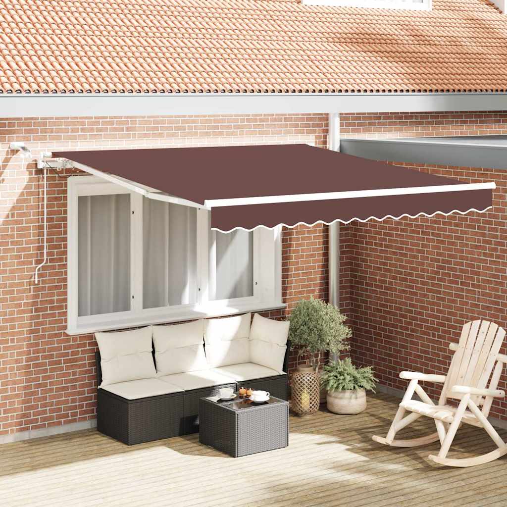 Automatisk uttrekkbar markise med LED brun 300x250 cm