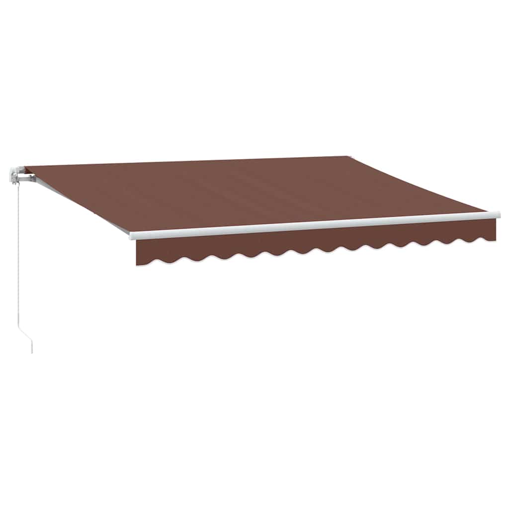 Manuell uttrekkbar markise med LED brun 350x250 cm
