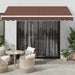 Manuell uttrekkbar markise med LED brun 350x250 cm
