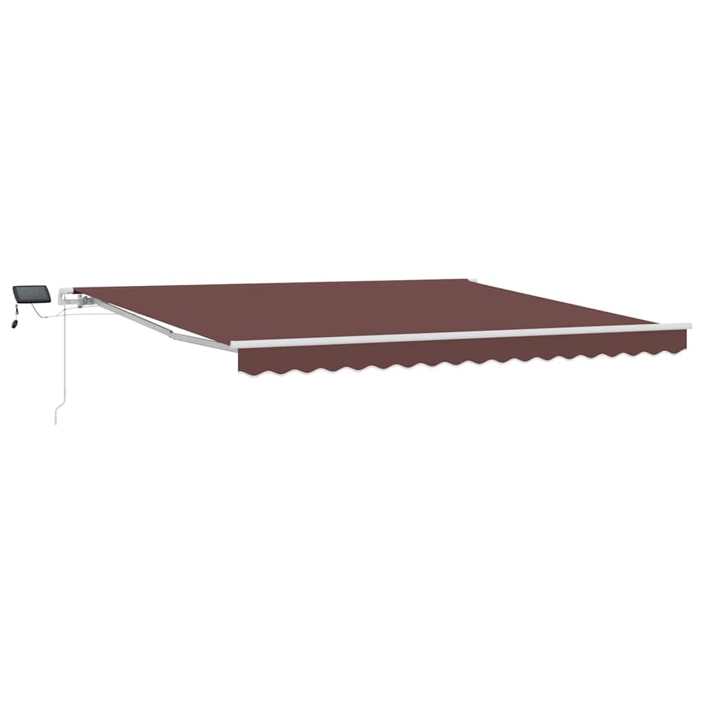 Manuell uttrekkbar markise med LED brun 400x300 cm