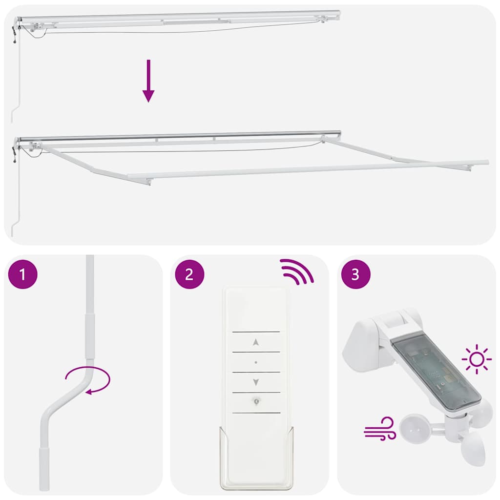 Automatisk uttrekkbar markise med LED brun 450x300 cm