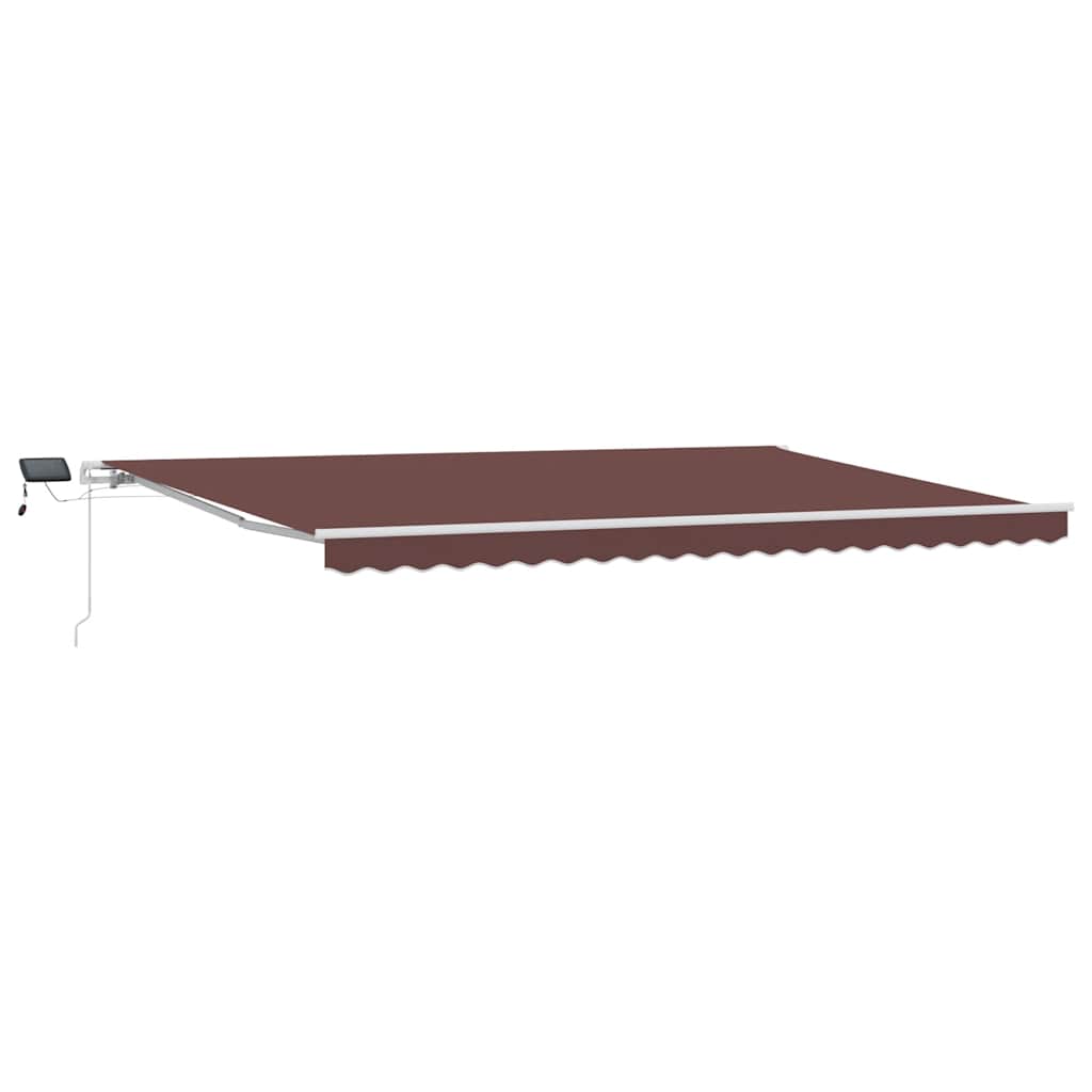Manuell uttrekkbar markise med LED brun 500x300 cm