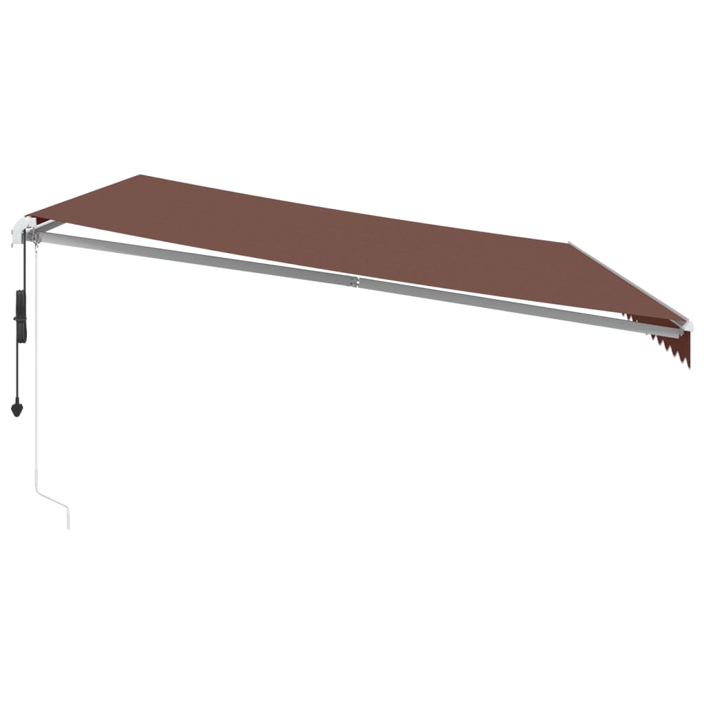 Automatisk uttrekkbar markise med LED brun 500x300 cm