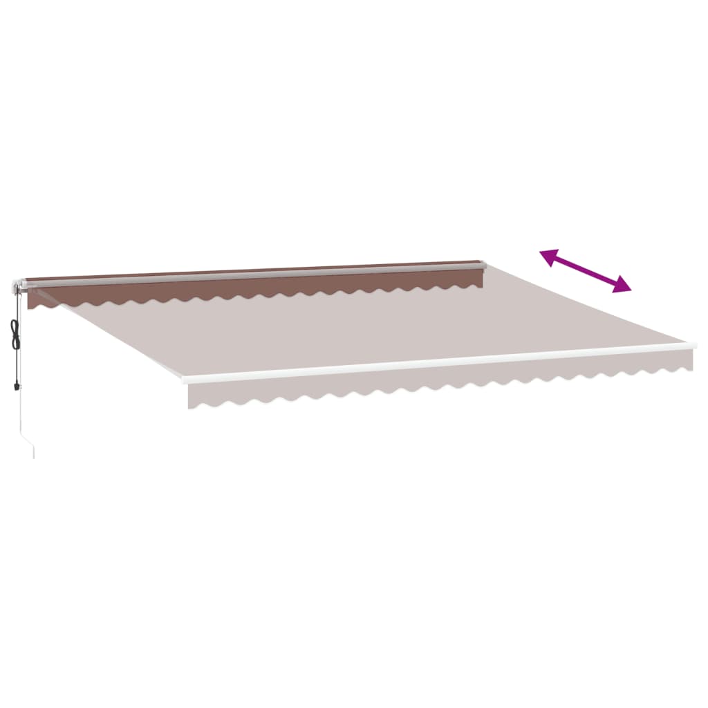 Automatisk uttrekkbar markise med LED brun 500x300 cm