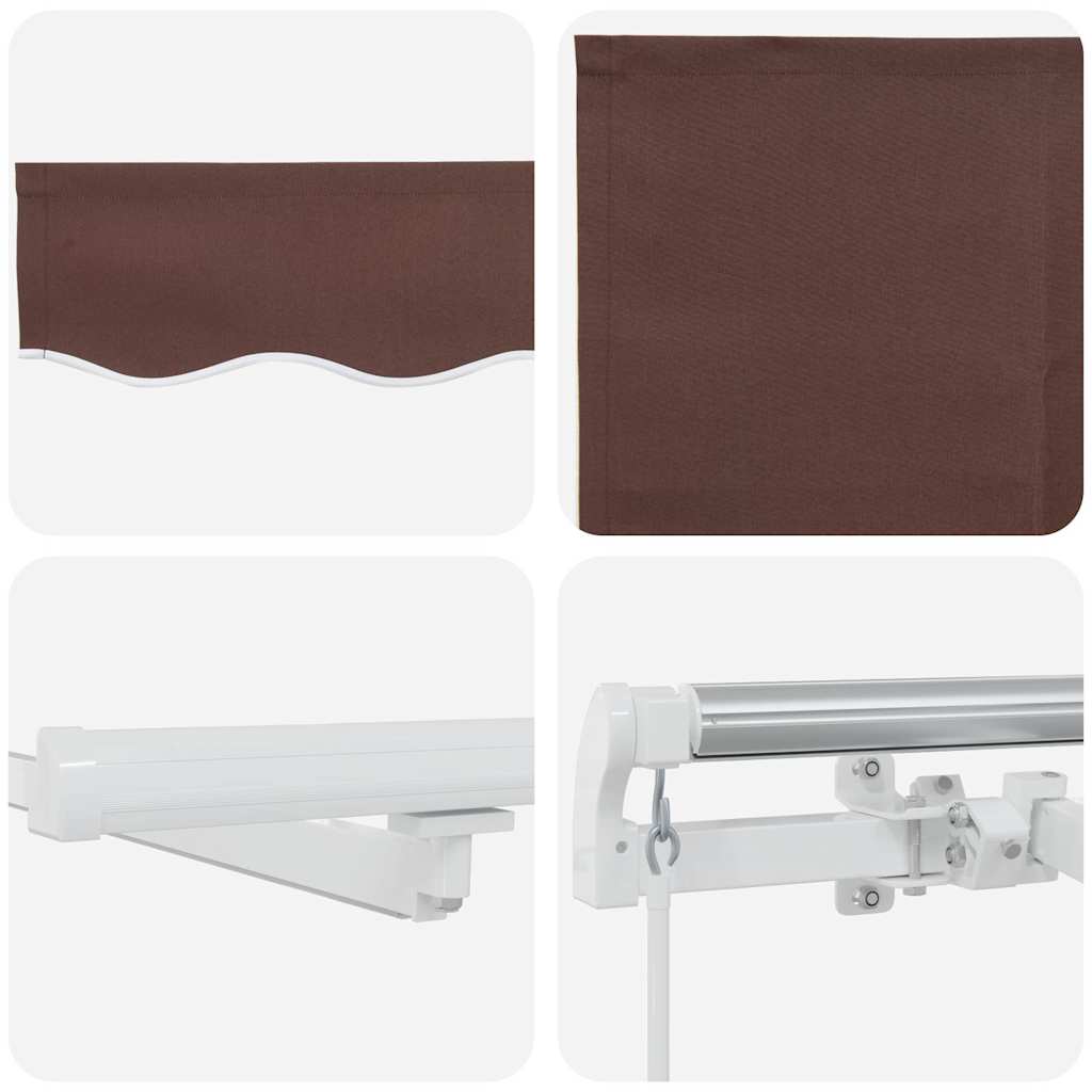 Manuell uttrekkbar markise med LED brun 600x300 cm