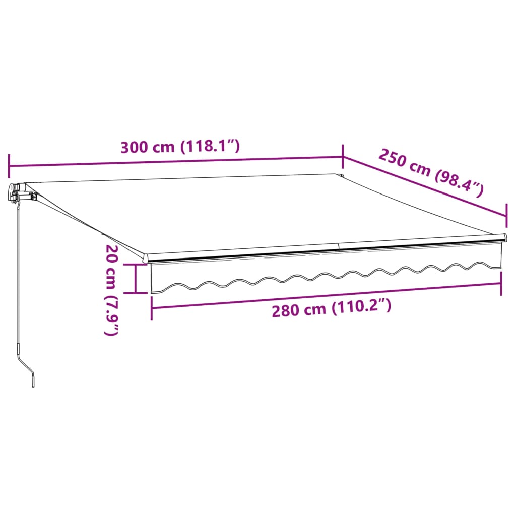 Manuell uttrekkbar markise brun 300x250 cm