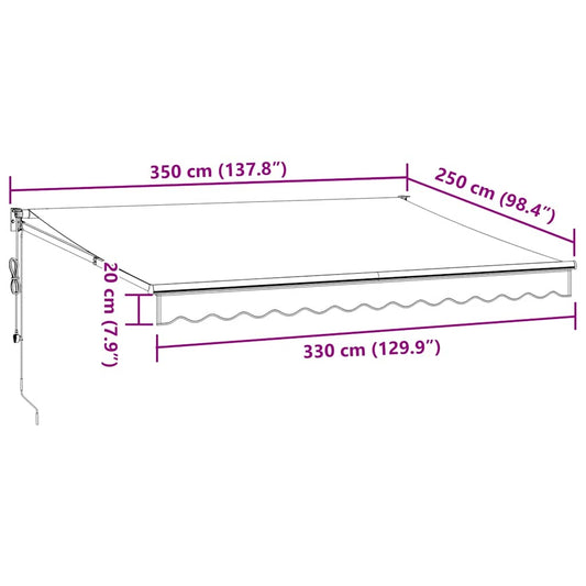 Automatisk uttrekkbar markise brun 350x250 cm