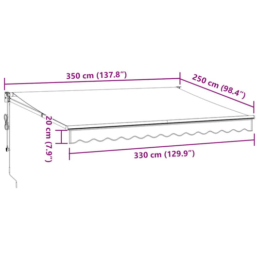 Automatisk uttrekkbar markise brun 350x250 cm