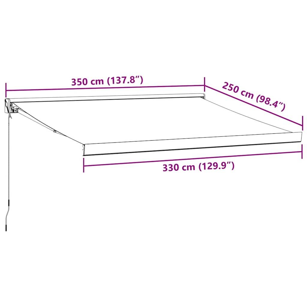 Manuell uttrekkbar markise brun 350x250 cm